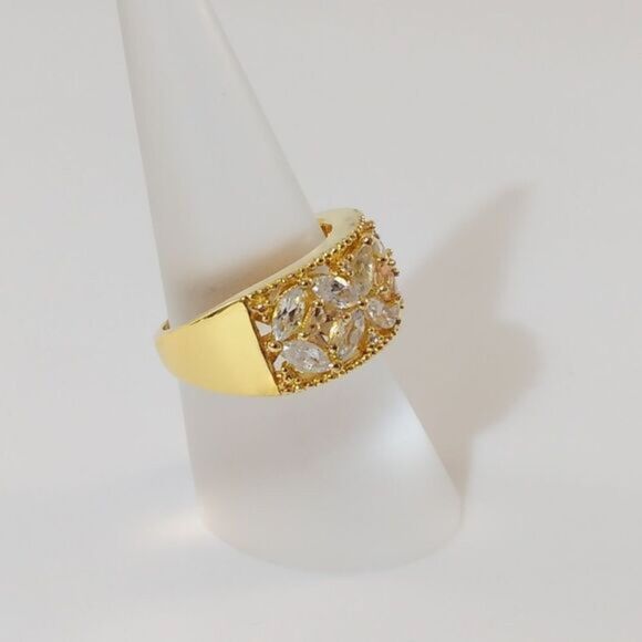 White Zircon & Yellow Topaz  14K YG over Sterling Silver Size 7 - Picture 4 of 8